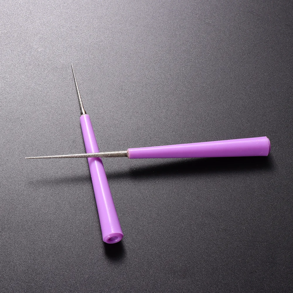 

2 Pcs Bead Hole Reamer Needle Opener Drill Puncher Pearl Beads Craft DIY Tools (Violet)