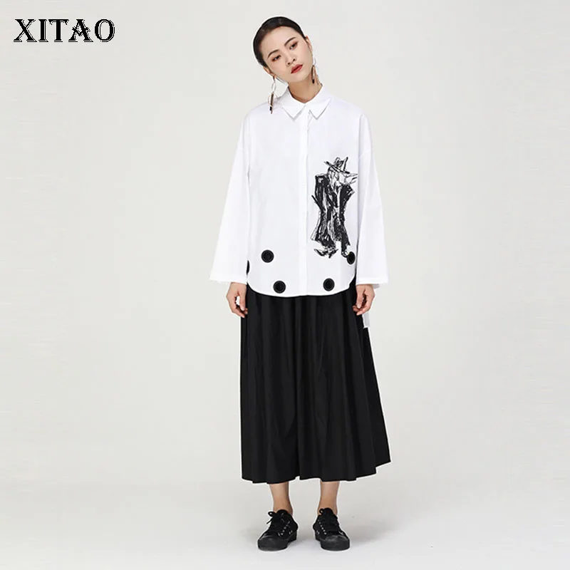 Женская Асимметричная блузка XITAO абстрактная с принтом тела топы и блузки для