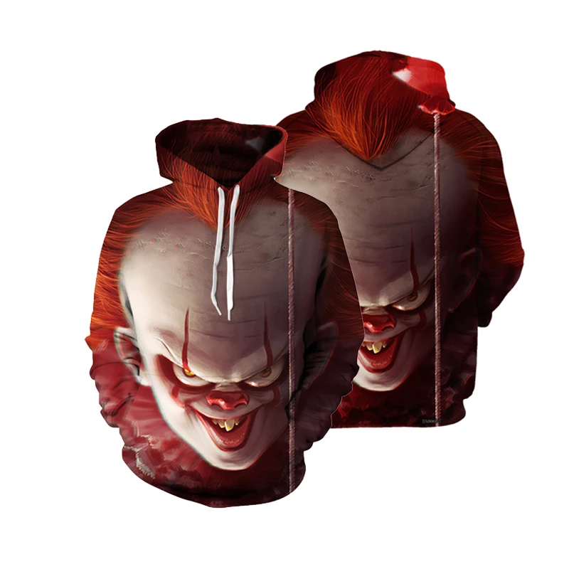 

2021 Fashionable Men's Hoodie Surprise Clown 3D Print Hoodie Beast Harajuku Streetwear Unisex Casual Jacket Sportswear