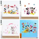 3D мультфильм Дисней Микки Минни наклейки на стену для детской комнаты спальни украшение на стену стикер принцессы