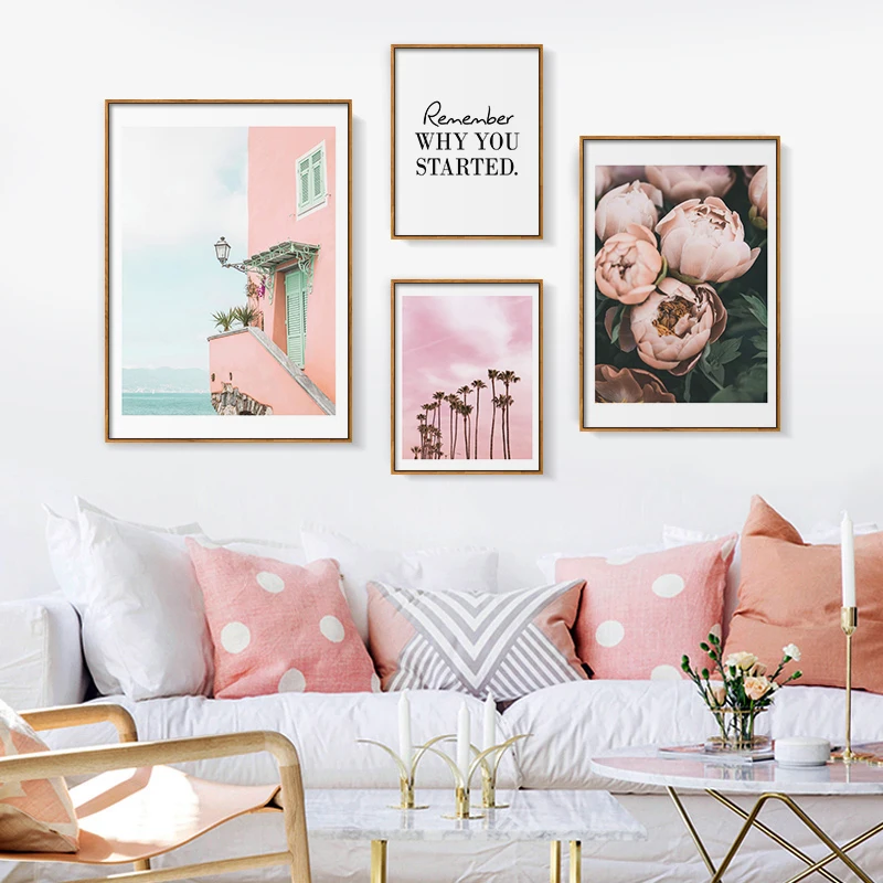

Scandinavian Landscape Flower Rose Canvas Painting Wall Art Nordic Posters and Prints Wall Pictures for Living Room Decoration