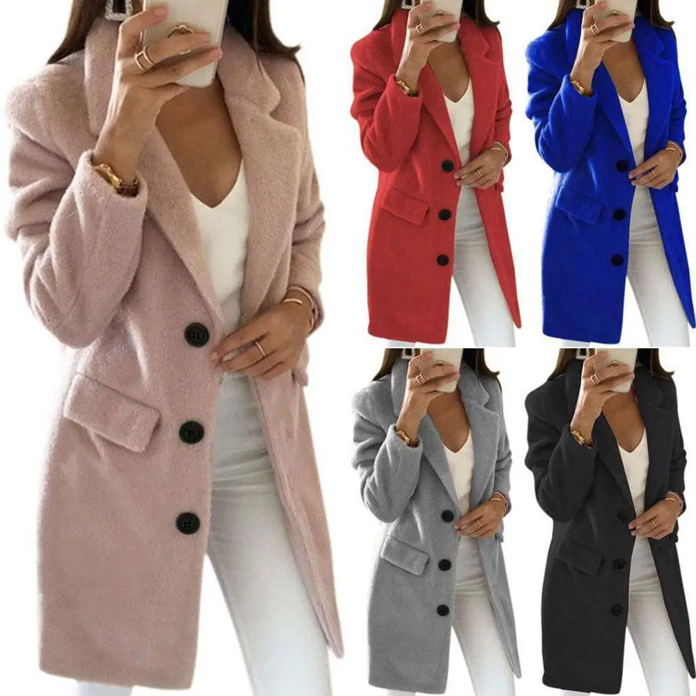 

Diiwii Women Jackets Coats Fashion New Slim Long Sleeve Winter Coats Women Warm Solid Color Outerwear Female Winter