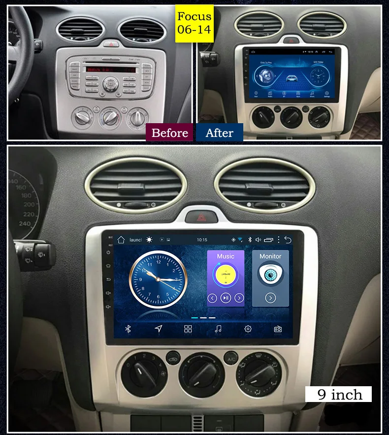 Горячая Распродажа 9 дюймов wanqi 8 1 автомобильный Dvd Gps плеер для Ford Focus 2006 2014