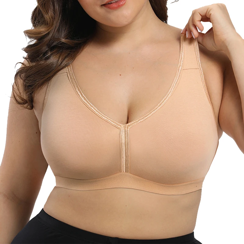 Удобные Хлопковые бюстгальтеры для женщин с полной чашечкой размера плюс без