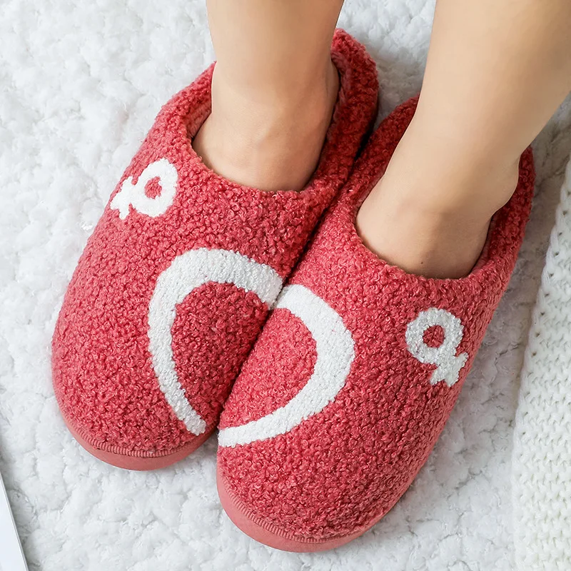 

Women Slippers Winter Home Shoes Men House Slippers Warm Heart-Shaped Non-Slip Floor Slides lovers Couples Cozy Furry Slippers