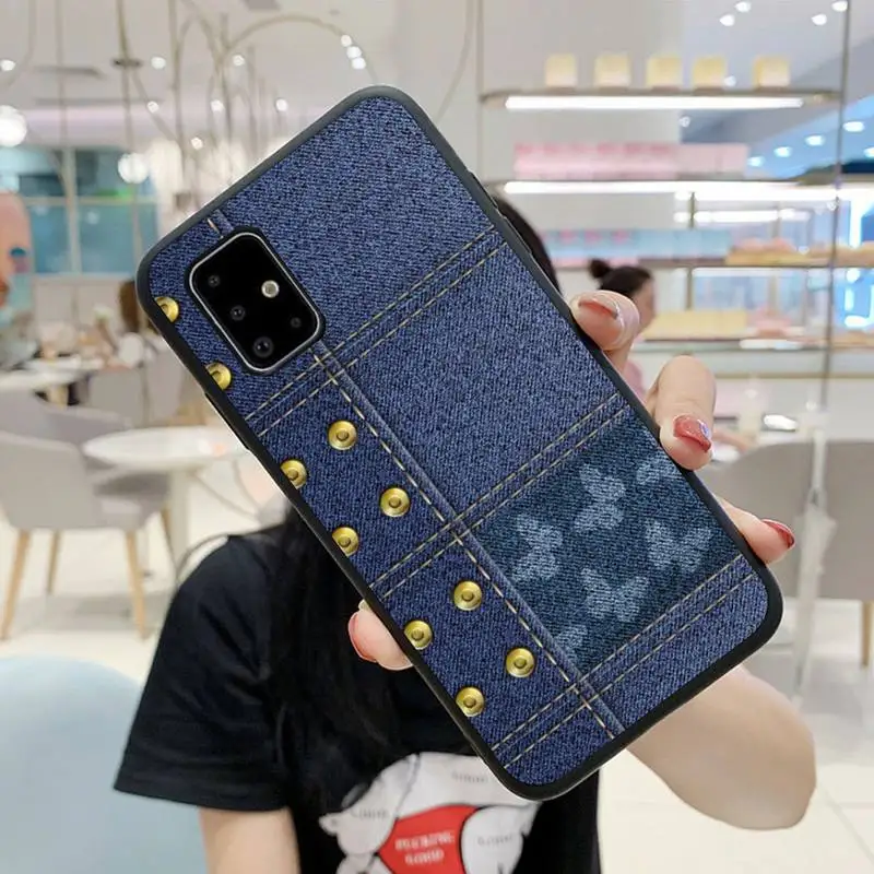 

Yinuoda Jeans Style Blue Denim Phone Case For Samsung S5 S6 S7 S8 S9 S10 S20 S21 Edge Plus E Fe Lite Cover