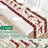 1pcs christmas table runner placemat tablecloth christmas decoration xmas banquet home party decor linen table flag 18030cm
