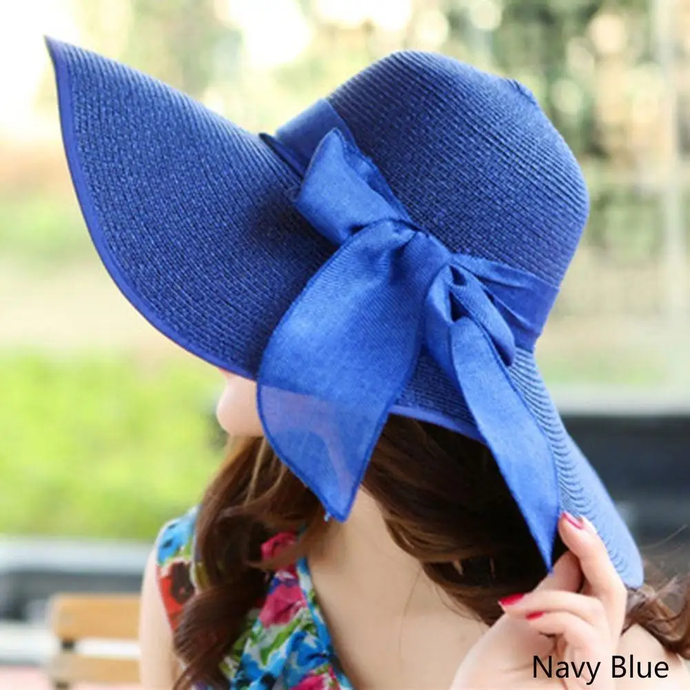

Hat beach butterfly foldable summer bowknot women's sundress