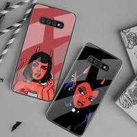devil woman phone case tempered glass for samsung s20 plus s7 s8 s9 s10 plus note 8 9 10 plus