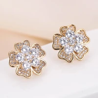 de154 fashion delicacy elegant 4a zircon flower ear stud girls gift party banquet womens jewelry earrings 2021