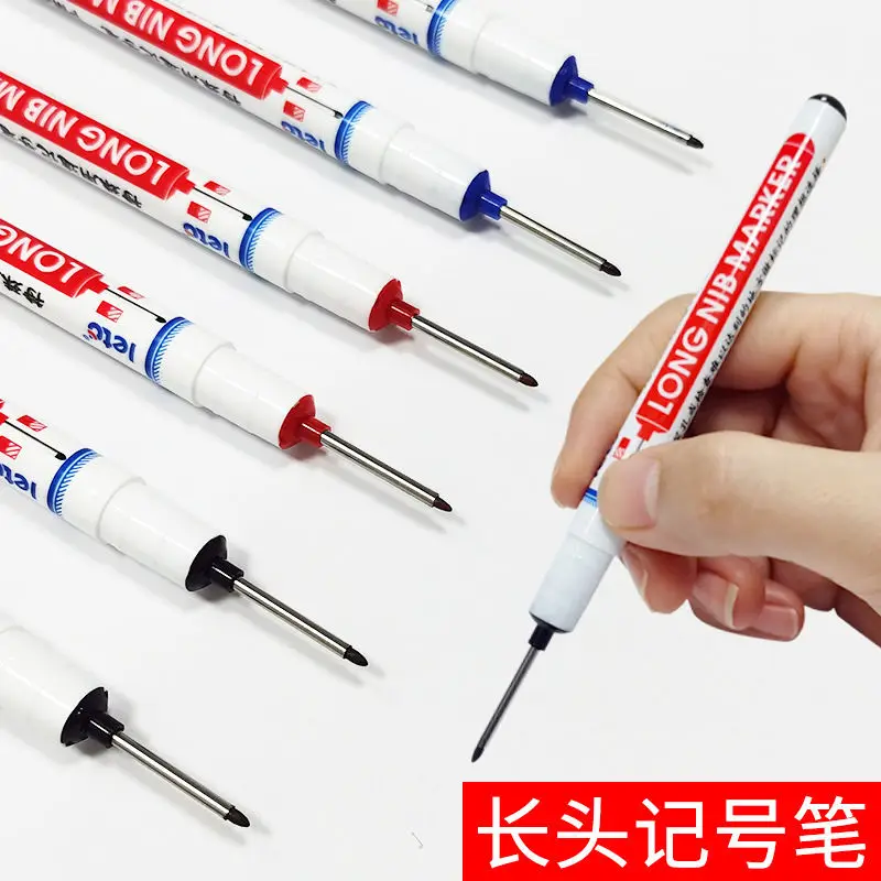 

Long Head Markers Bathroom Woodworking Decoration Multi-purpose Deep Hole Marker Pens Pen Red/Black/Blue Ink PUO88