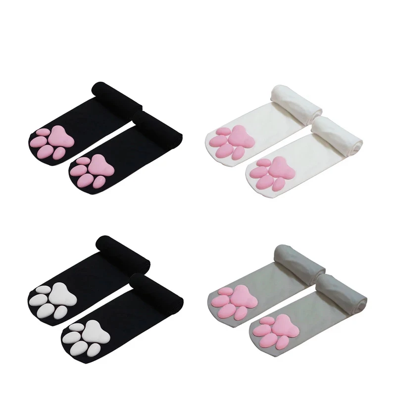 

Женские носки Pawpads, чулки, повседневные хлопковые чулки выше колена, женские милые мягкие чулки с кошачьими лапами для косплея
