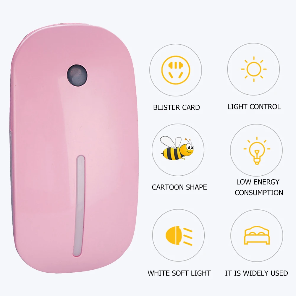 

Mouse Shape LED Smart Sensor Remote Control Saving Energy Plug In Night Light Direct Charging Wireless Wall Night Lamp