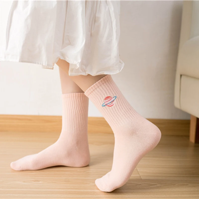 

Autumn Cute Japanese Harajuku Woman Socks Planet Magic Array Embroidery Long Socks Korean Women Style Kawaii Girls Socks Gifts