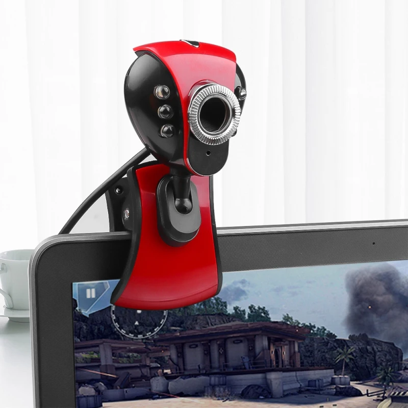 

Black/Red 1080P HD Webcam Web Camera Built-in Microphone 360 Degrees Of View Webcam Full Hd USB 2.0 50.0M 480P 6 LED Camera