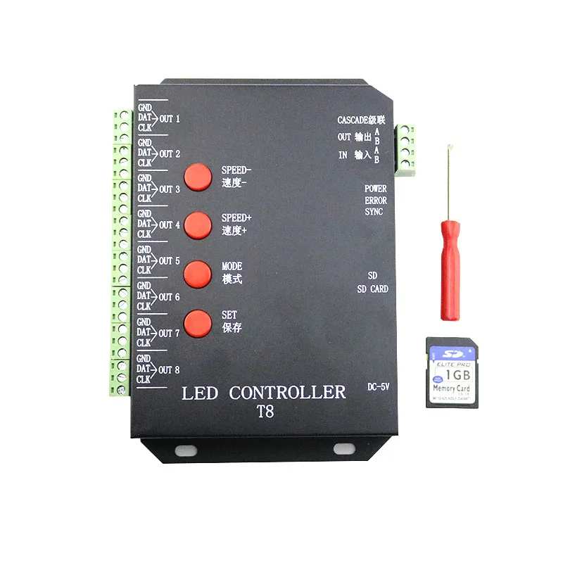 

RGB контроллер Tightsen-Home 8CH для WS2801 WS2812B WS2811 LPD6803