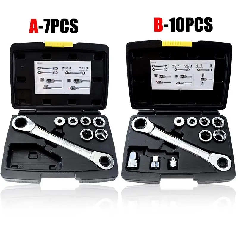 

Ratchets Socket Wrench Set 6-19mm Double End Hexagon Spanner Kit Socket Adapter With Storage Box