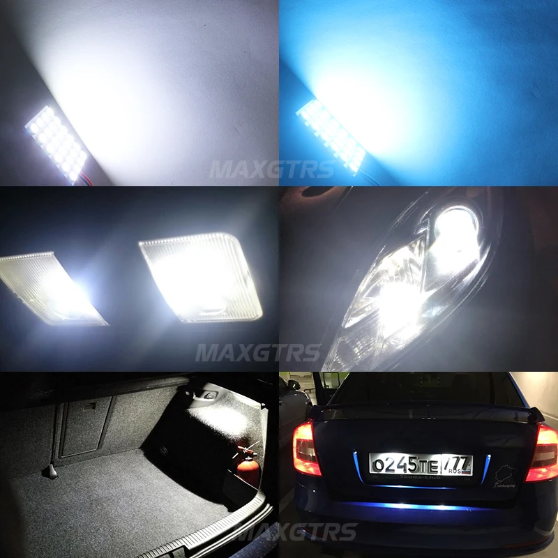 10x T10 BA9S гирлянда C5W C10W 6/12/18/24/48 SMD 5050 Светодиодный белый светильник 12V светодиодный чтения Панель салона Купол светильник 3 Адаптеры для сим-карт