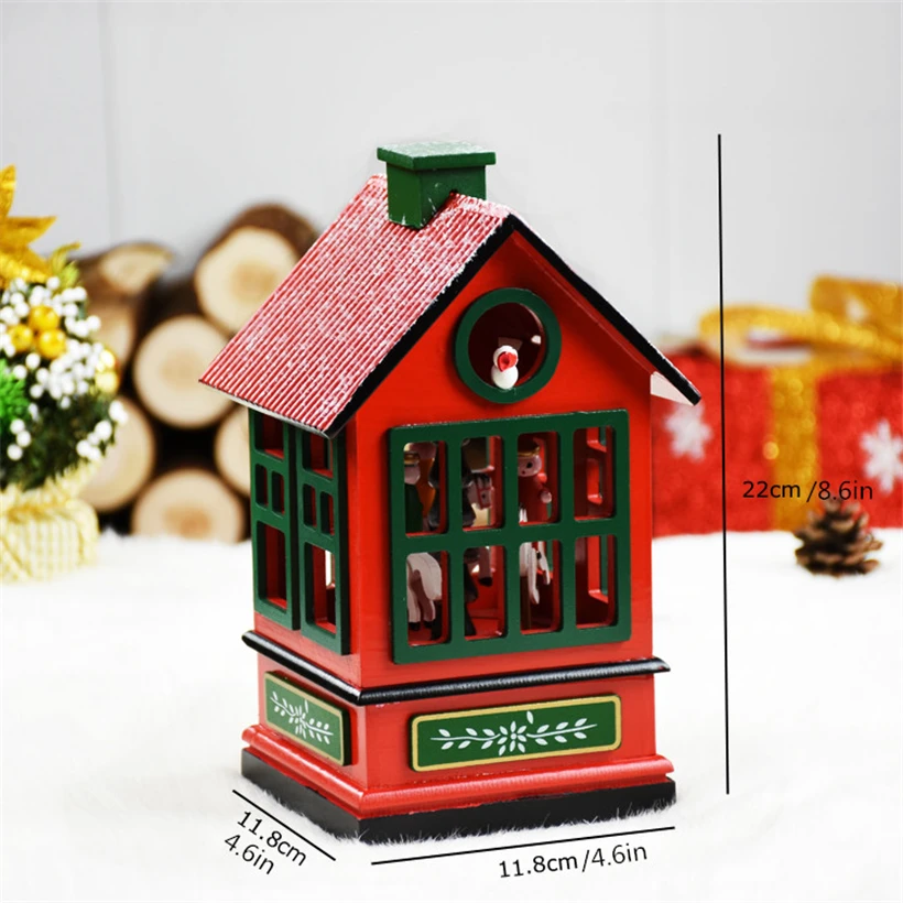 as picture Adornos de navidad Деревянная Рождественская музыкальная шкатулка Новогоднее украшение Рождественская елка декорации и подарки на день рожденья Рождественский подарок для ребенка - Цвет: as picture