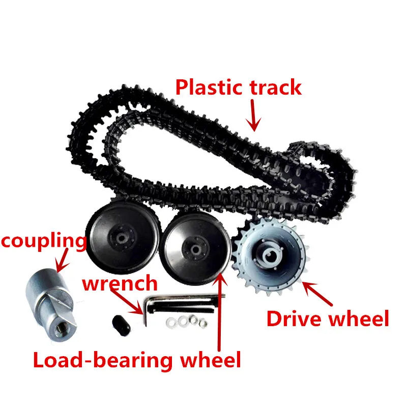 Инженерная пластиковая гусеница 80 см + приводное колесо 2 шт. несущее 4/5/6 мм
