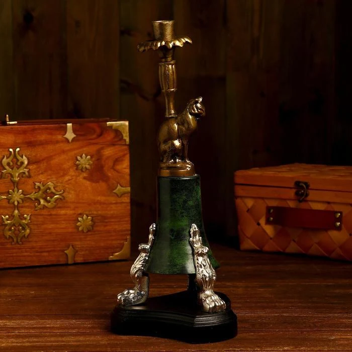 Подсвечник &quotКот на троне&quot бронза 41 см 5089516 | Дом и сад