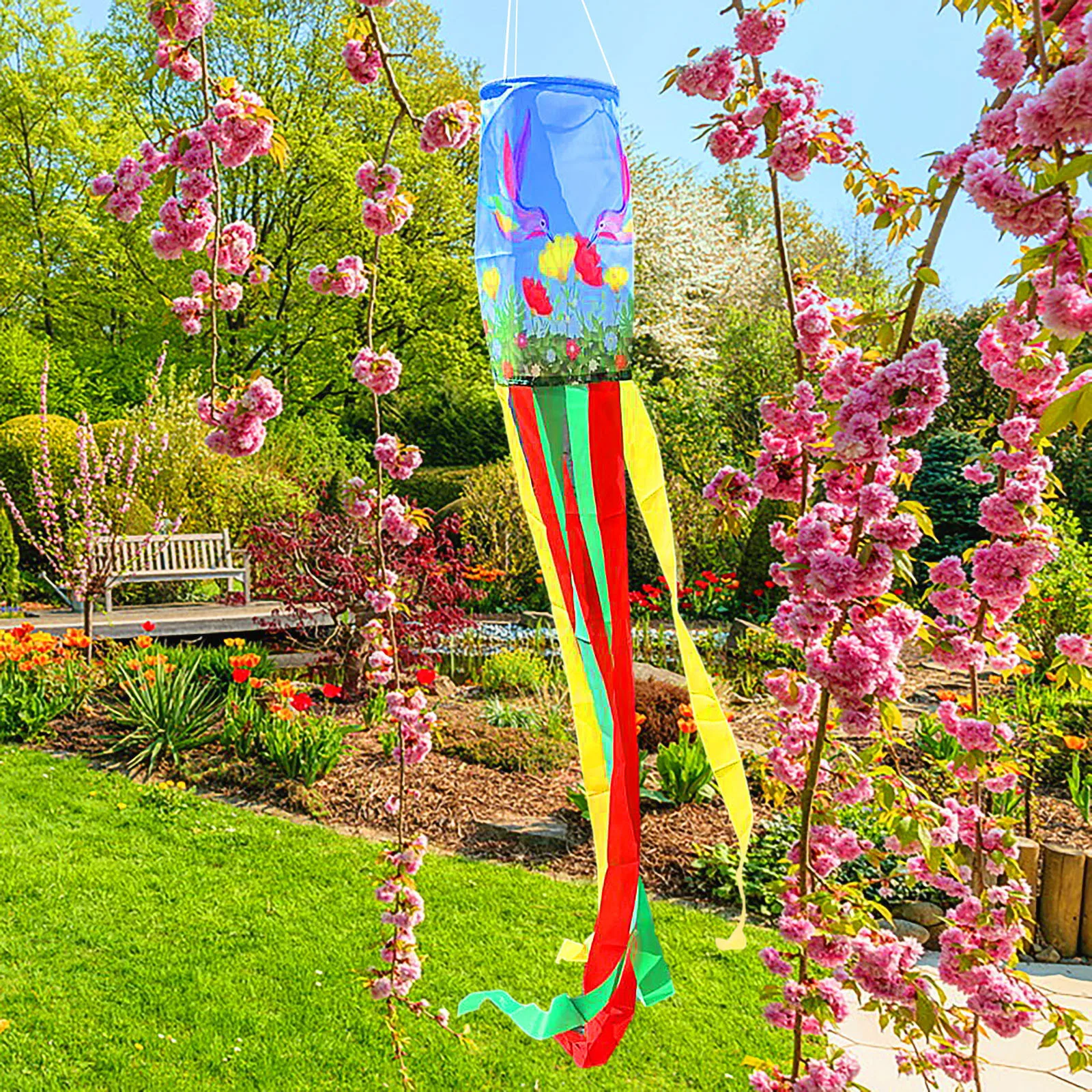 Креативный двойной Колибри Windsock Wind Spinner Rainbow Kite Socks флаг открытый двор сад патио