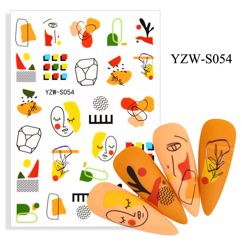 

3PCS Geometric Nail Stickers Nails Set Face Nail Art Sliders For Nails Nail Art Decorations Nail Decorations Foil For Manicure