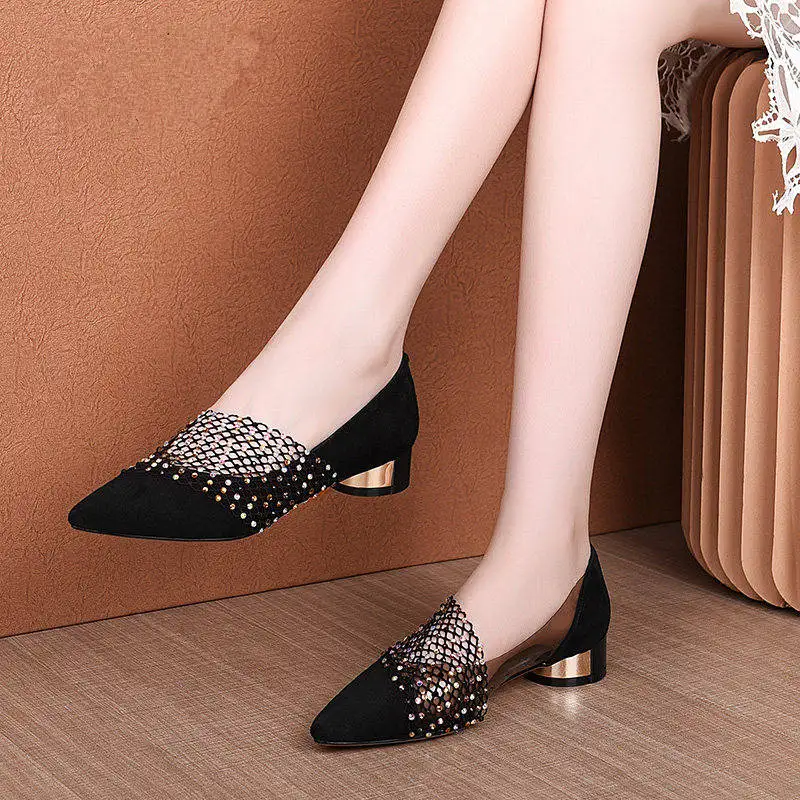 Elegant black Pointed Toe Flat Shoes Women crystal Flats Fashion Slip on Ladies Shoes lady slip on ballet Office shoes F90364