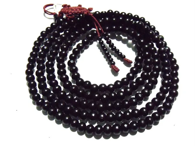Tibetan Buddhism 216 Black Wood Prayer Beads Wheel Mala Necklace | Украшения и аксессуары