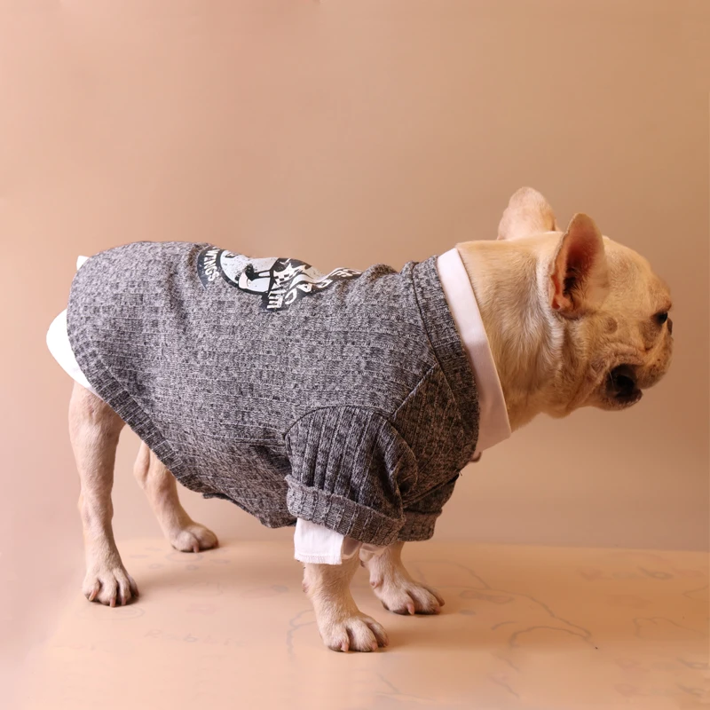 Вязаный кардиган для домашних питомцев одежда собак французская яркая теплая