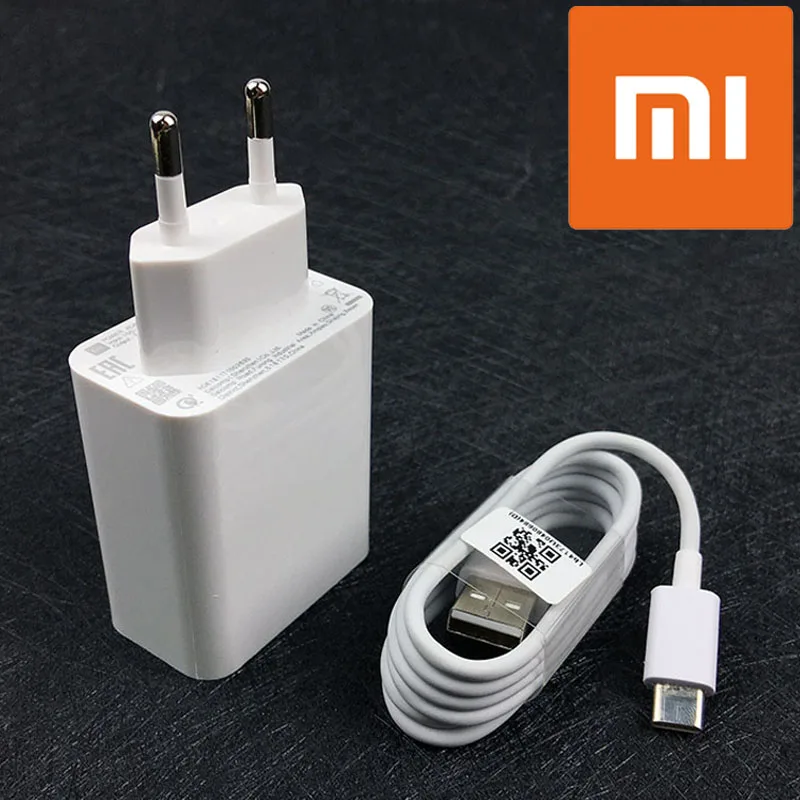 EU charger and cable Xiao mi 27 Вт Оригинальное ЕС быстрое зарядное устройство QC 4,0 Turbo зарядка настенный адаптер питания usb c для mi 9 SE 9T CC9 MAX 3 mi x 3 Red mi note 7 k20 - Тип штекера: EU charger and cable