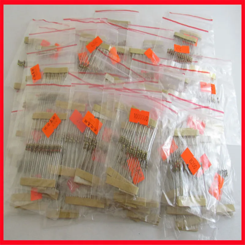 

50 commonly used models of 1/4W four-color ring resistor packs, 25 of each, 1250 in total, 5% sachets separately