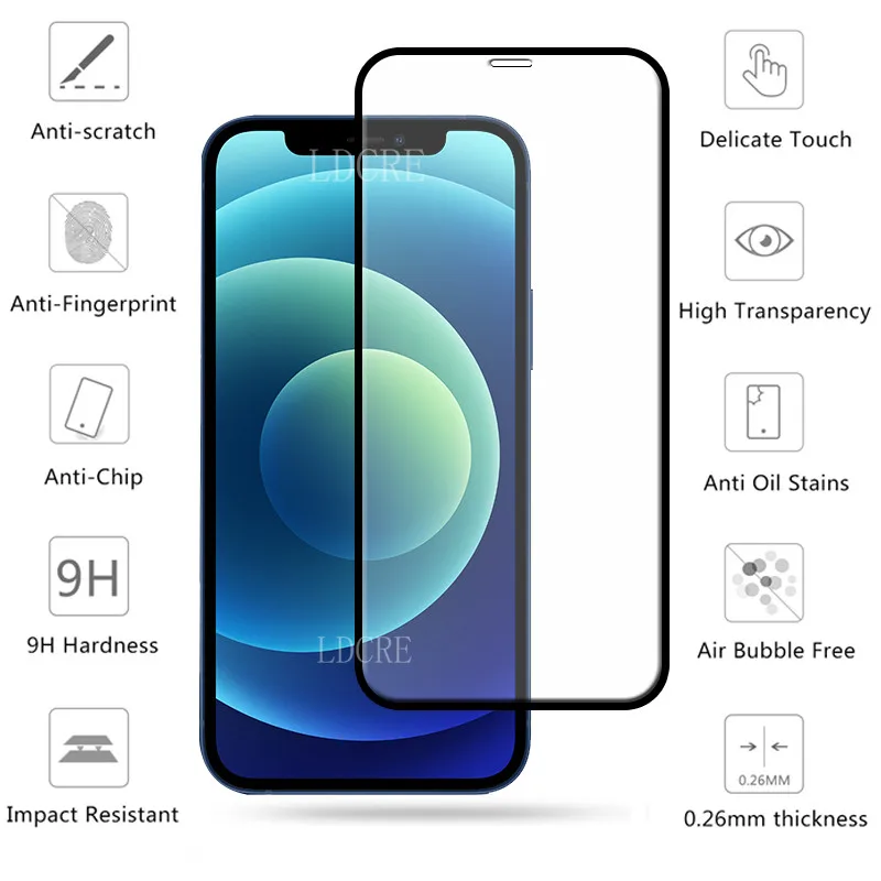 4-en-1 para iPhone 12 Mini Glass para iPhone 12 Pro Full Cover HD Protector de pantalla para iphone 8 Plus SE 2020 12 Pro Max Mini Glass-1