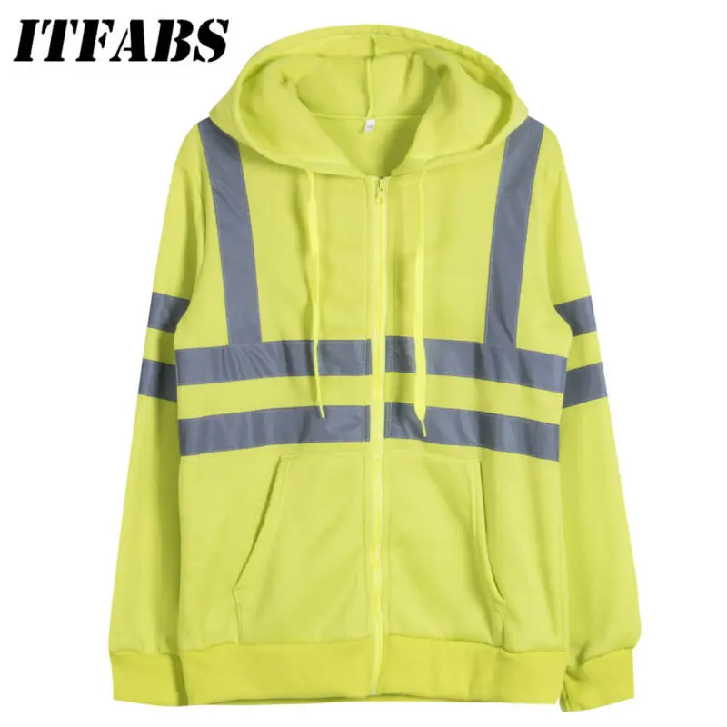 Hirigin мужская толстовка с высокой видимостью изоляцией светоотражающее пальто