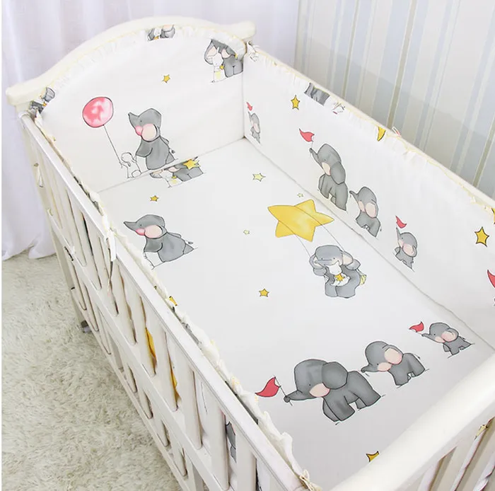 5PCS Baby Crib Bedding Set Bed Linen Bumper Soft Detachable Sets bed decoration ropa cuna bebe (4bumper+sheet) | Мать и ребенок