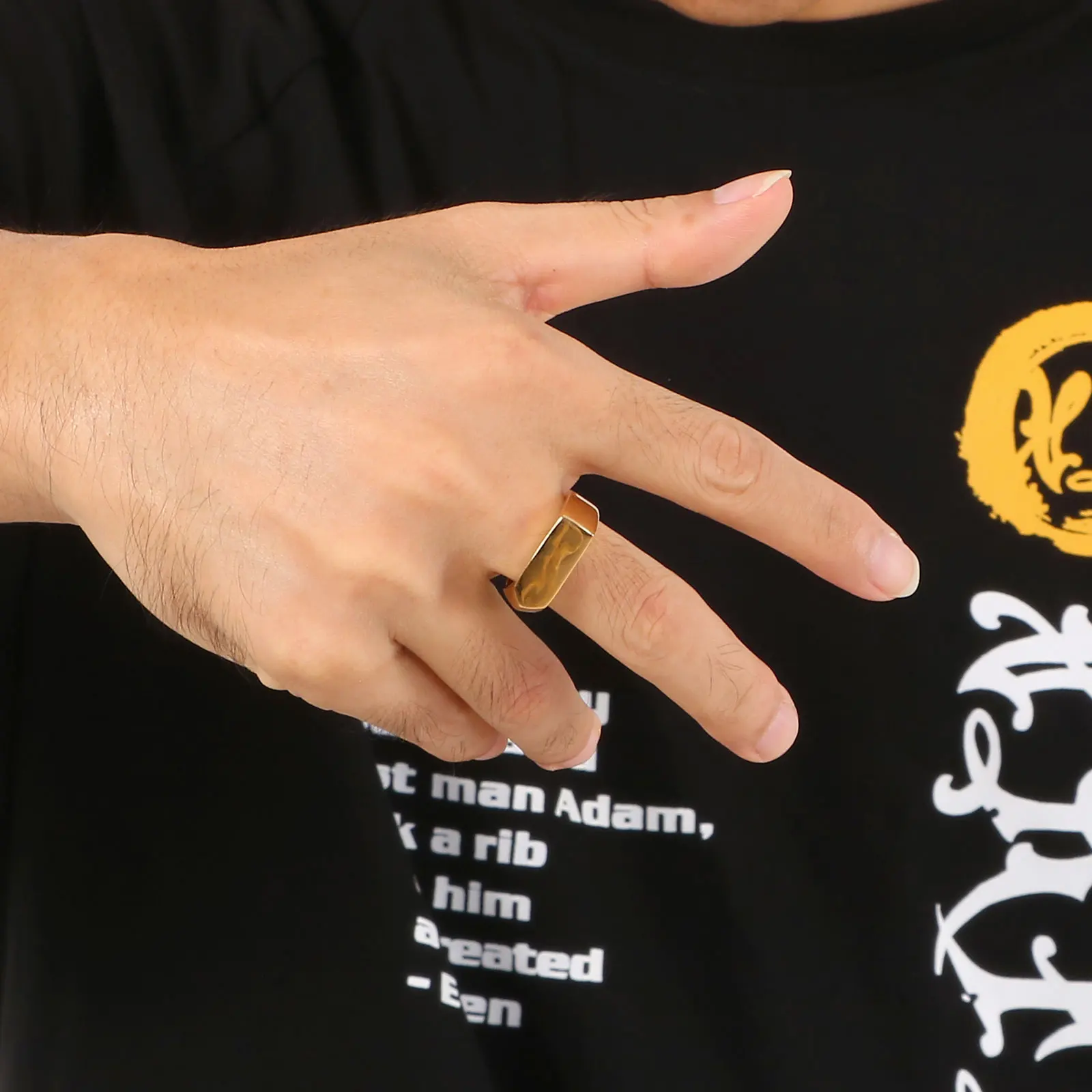 

Vintage 6mm Wide Geometric Ring Men's Stainless Steel Nordic Rock Accessories