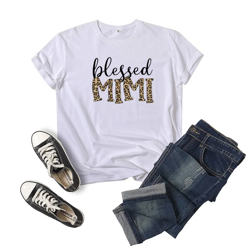 

Blessed Mimi Letter Print Women T Shirt Short Sleeve O Neck Loose Women Tshirt Ladies Tee Shirt Tops Clothes Camisetas Mujer