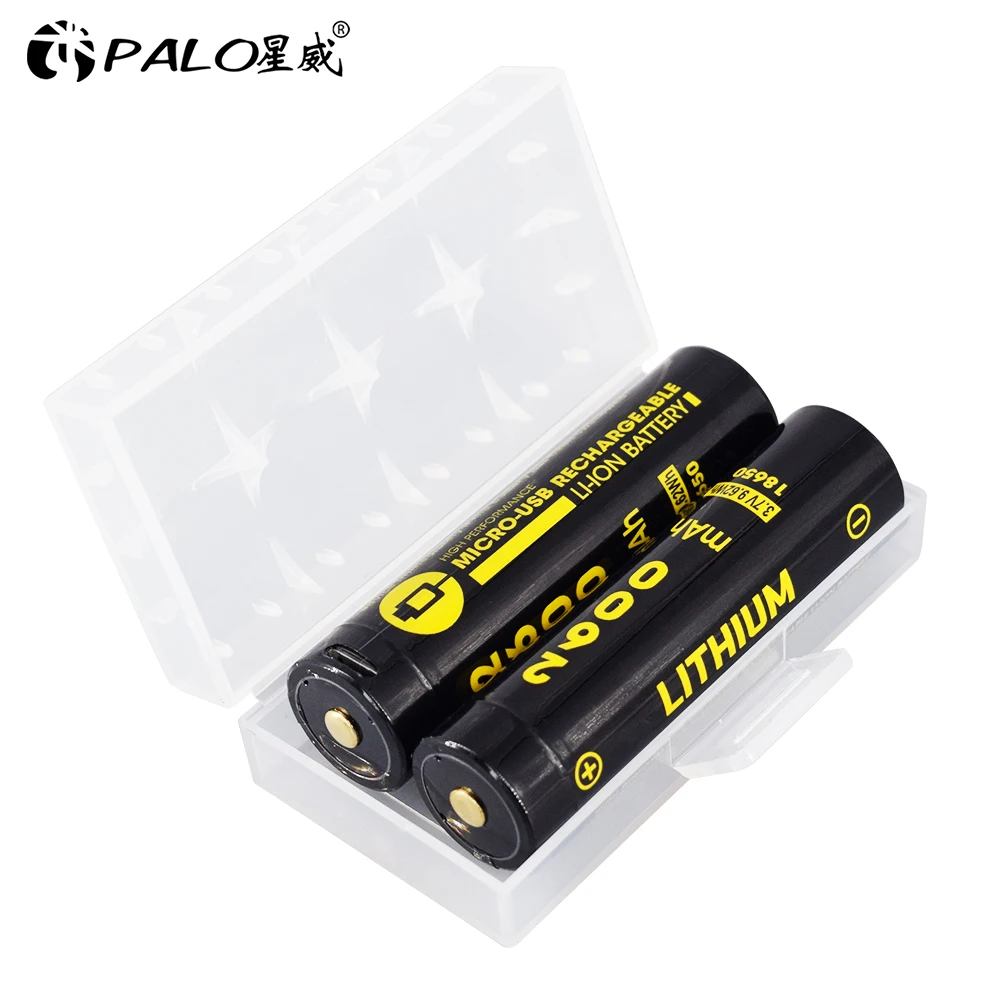 PALO 3 шт микро USB 18650 2600mAh 3,7 V литий-ионная батарея 18650 USB литий-ионная аккумуляторная батарея для фонариков