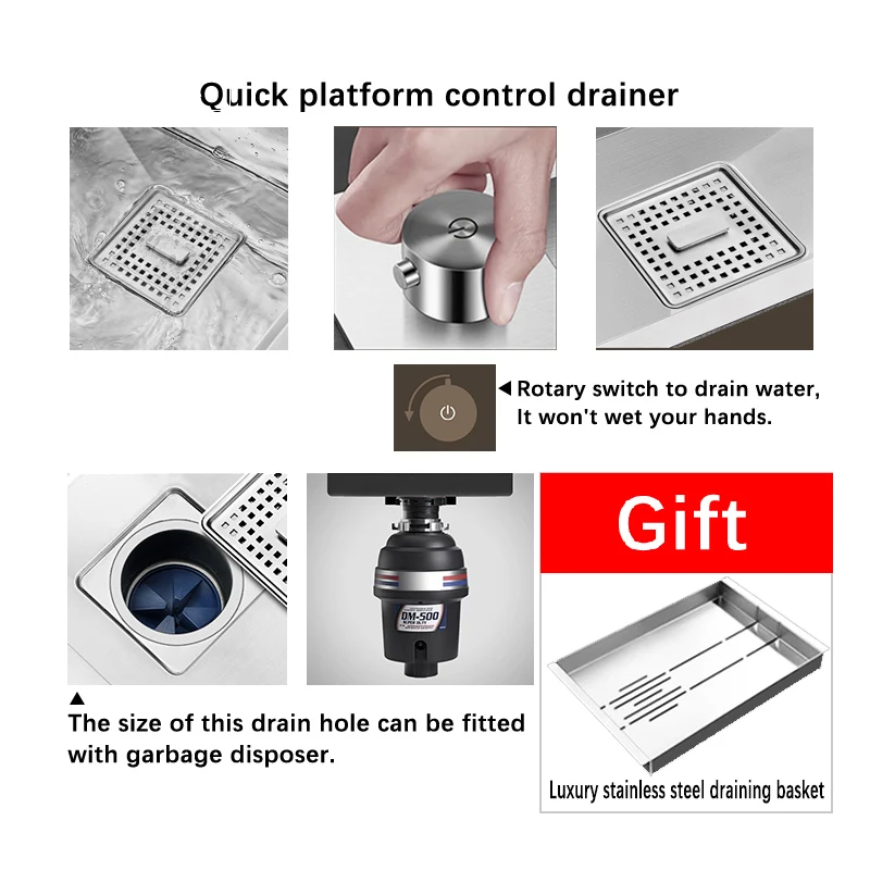 Роскошная кухонная раковина с одной чашей большая утолщенная из нержавеющей