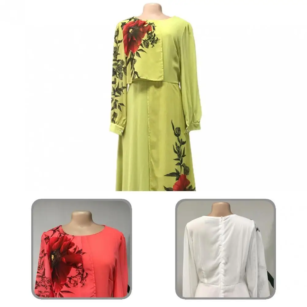 

Skin-friendly Attractive Plus Size Chiffon Maxi Dress All Match Chiffon Dress High Waist for Banquet