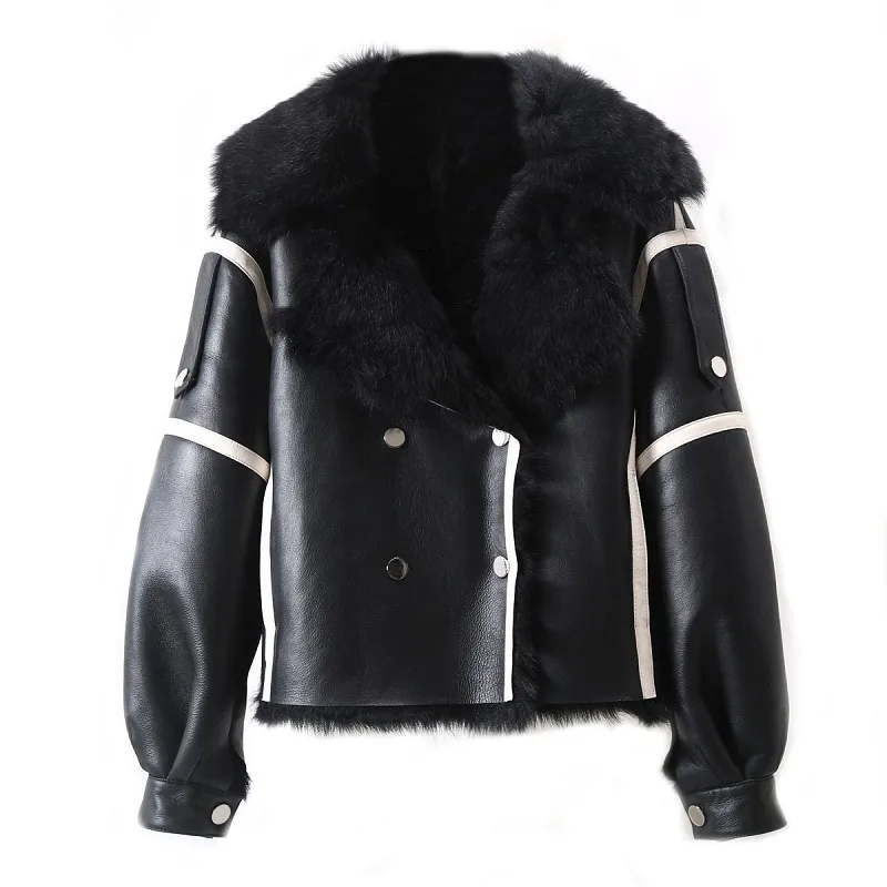 Зимняя женская куртка из натуральной кожи верхняя одежда модная теплая