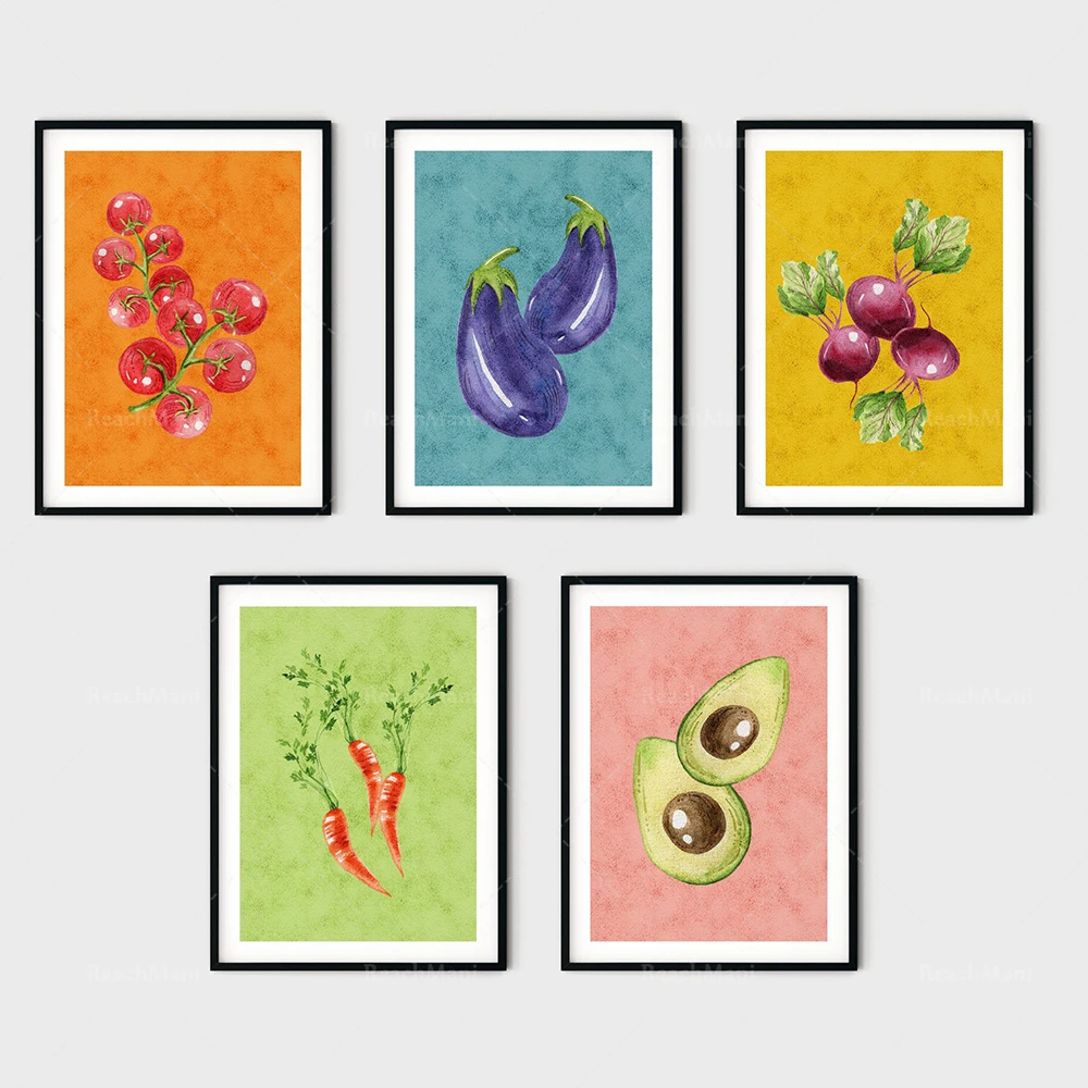 

Color art pop fruits and vegetables decoration kitchen home unique poster