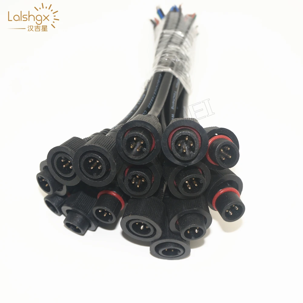 5pairs 4 Core 4pin Waterproof pigtail male to female 20cm long each connector's diameter 13.5mm IP68 led connector plug |