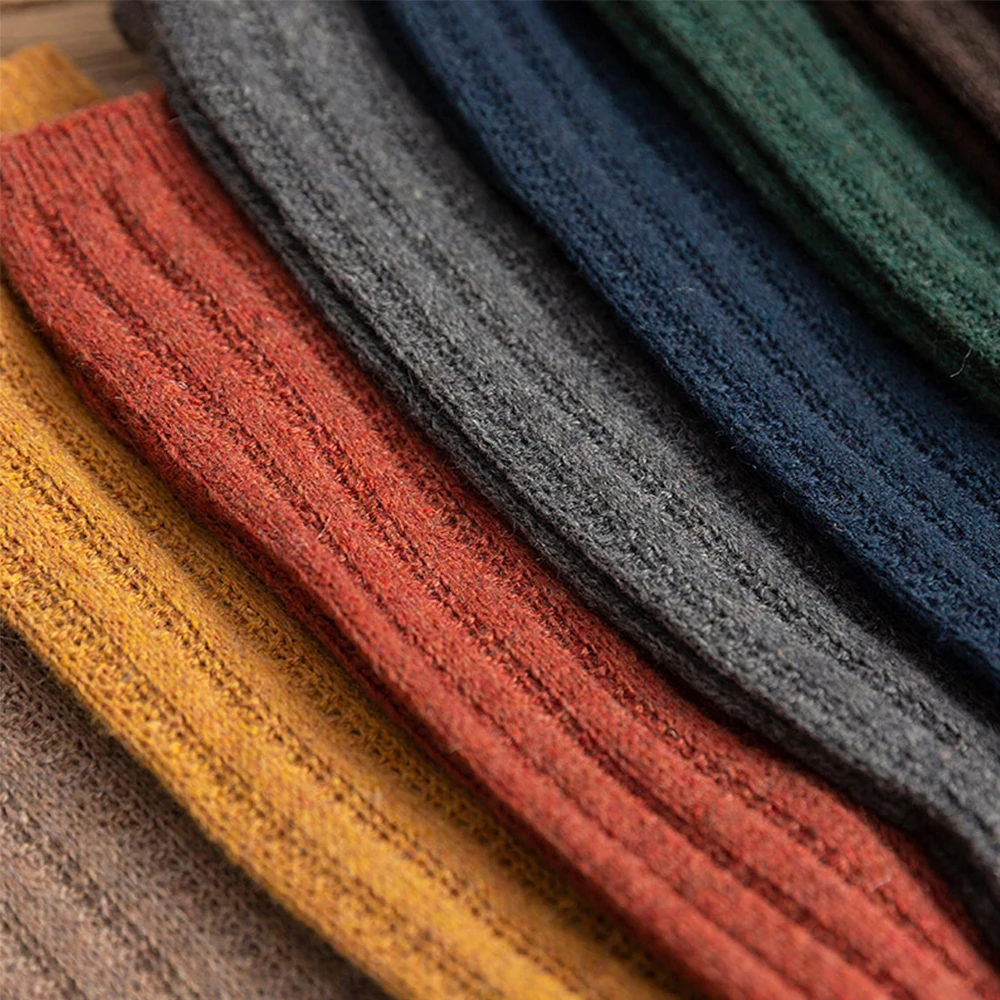 

Women Socks Solid Color Cotton Autumn Winter Warm Soft Comfortable Knitted Girls Casual Socks Middle Long Female Sox