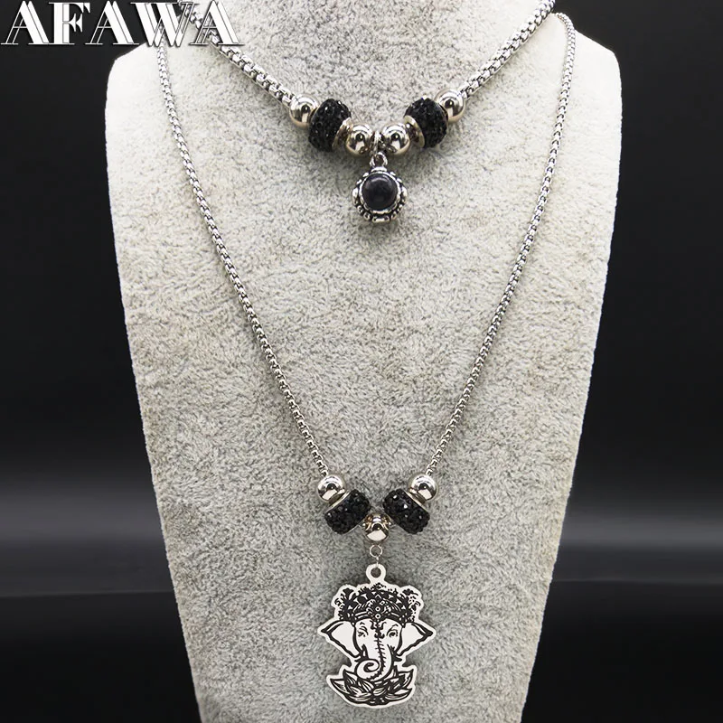 2021 слон Бог обувь с украшением в виде кристаллов Нержавеющая сталь ожерелье для