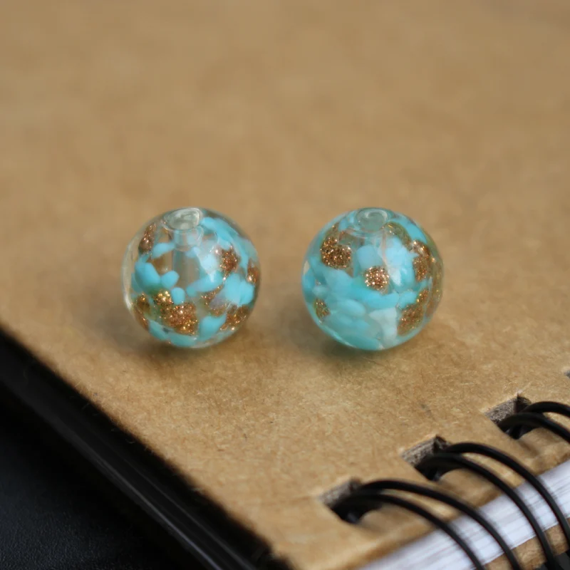 Бусины стеклянные круглые с золотом для изготовления ювелирных изделий