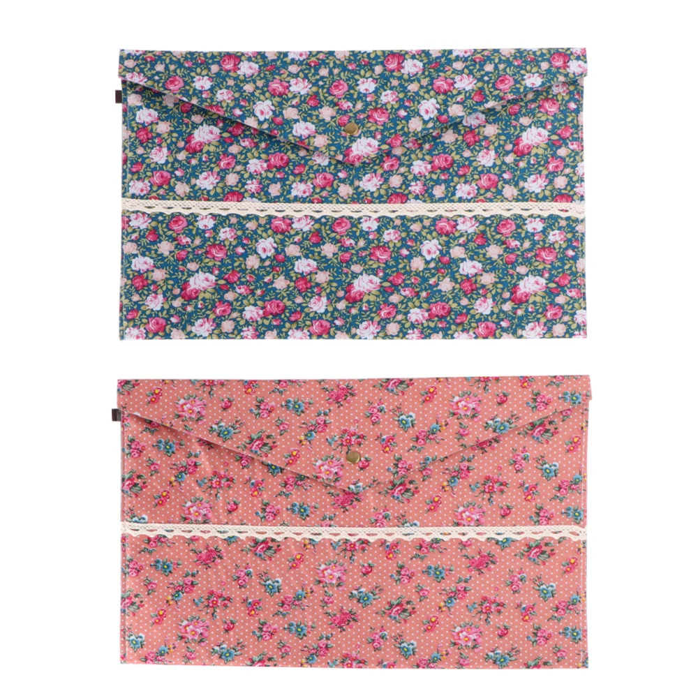 

4pcs A4 Size File Document Folder Plush Floral Document Storage Organizer for Office Business Home (Random Style)