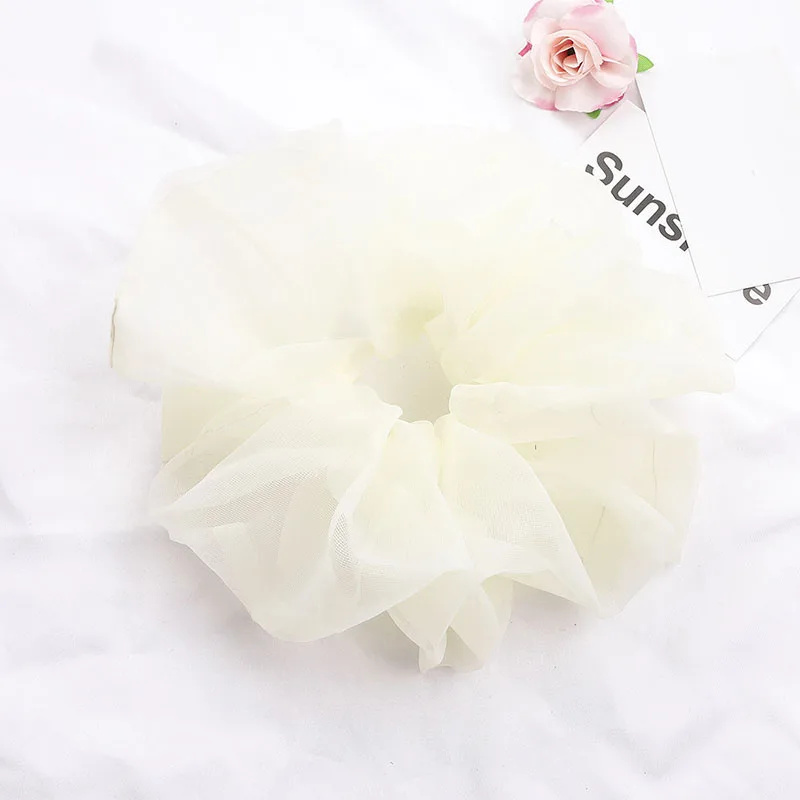 

2021 Korea Big Size Organza Hair Scrunchies Women Elastic Hair Bands Girls Headwear Ponytail Holder Hair Accessories Oversize