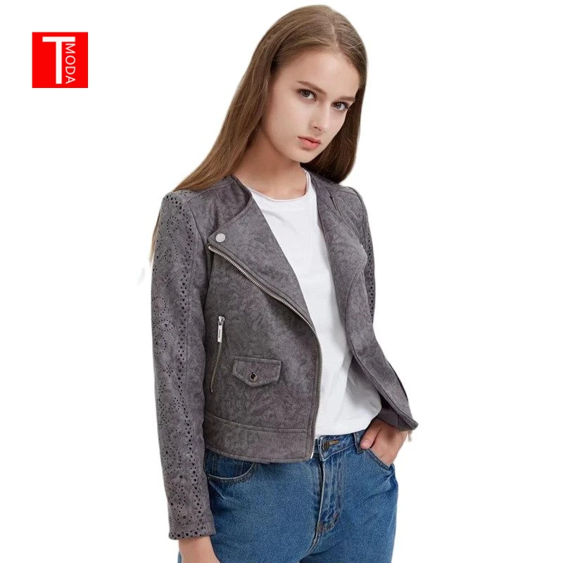Женская замшевая куртка TMODA288 из искусственной кожи на осень и зиму женская