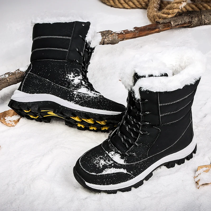 Brand Womens Winter Boots Plus Velvet Warm Snow Boots Outdoor Comfortable Waterproof Hiking Boots Resistance Female Cotton Shoes